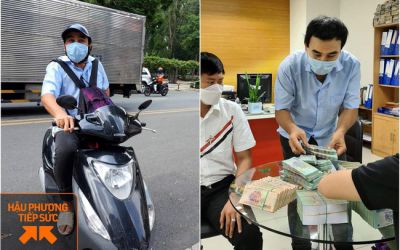 MC Quyền Linh đi dép lê, đeo ba lô tiền, tự chạy xe máy tới ủng hộ thêm 2,2 tỷ VNĐ cho quỹ vaccine cho người lao động nghèo
